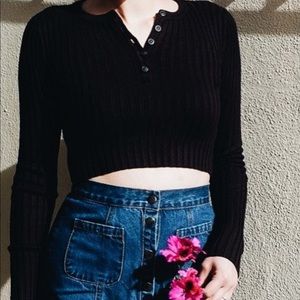 Unif x UO cropped henley sweater.